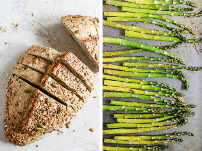Roasted Sesame Asparagus Toasts with Poached Eggs I howsweeteats.com