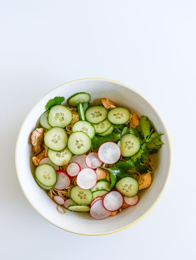 Soba Noodle Salad with Caramelized Chicken and Chili Oil I howsweeteats.com