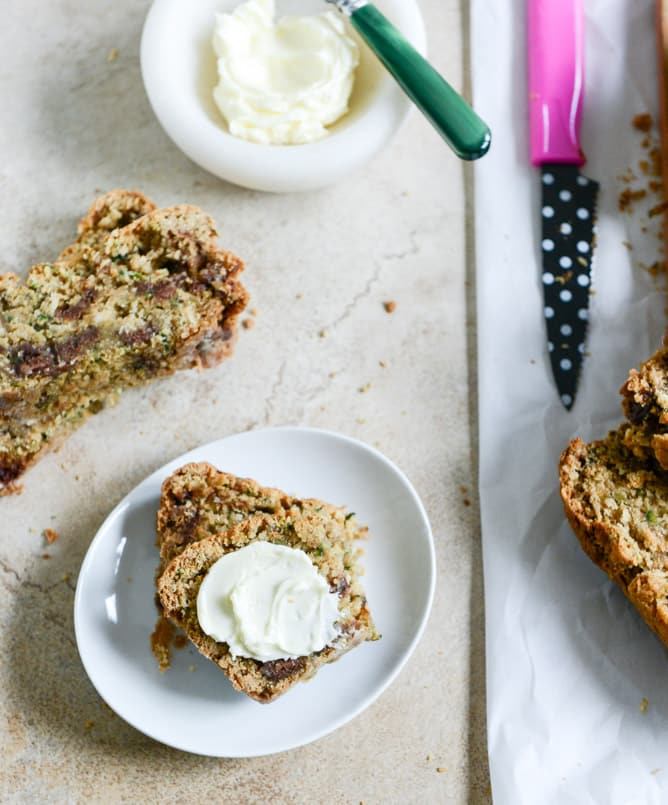 vegan coconut zucchini chocolate chip bread I howsweeteats.com