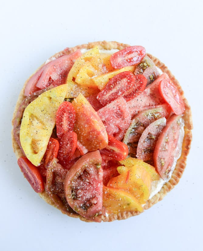 salt and pepper heirloom tart with whipped feta I howsweeteats.com