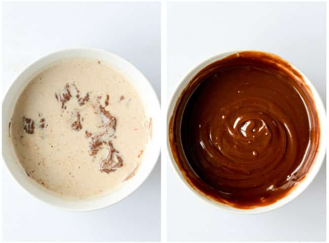 chocolate peanut butter fudge stuffed caramel apples I howsweeteats.com