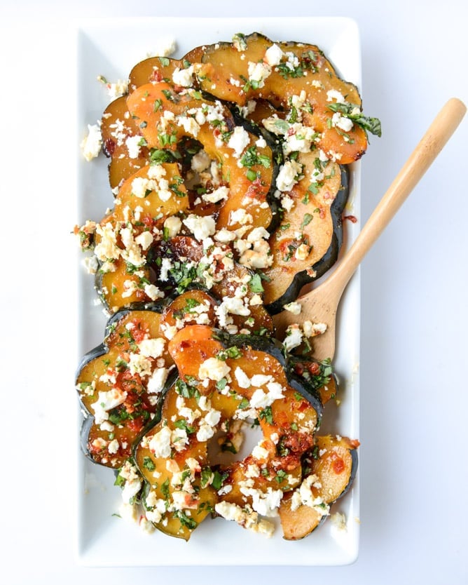 spicy roasted squash with feta + herbs I howsweeteats.com