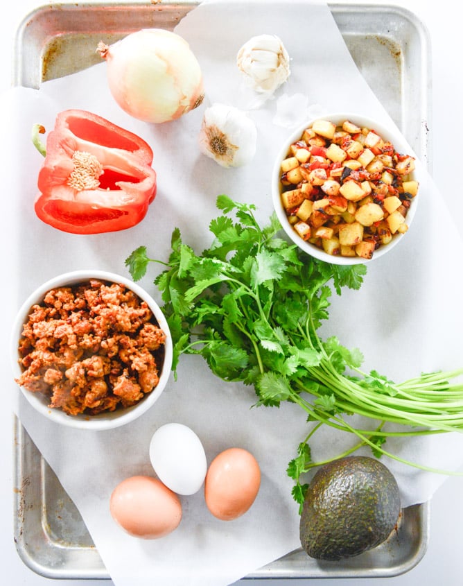 chorizo and fried egg breakfast tacos I howsweeteats.com