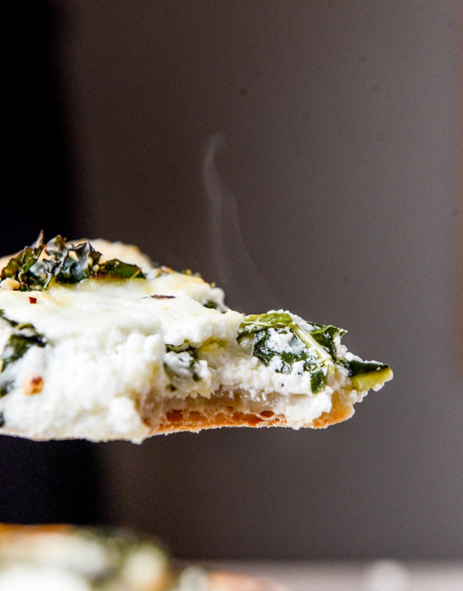 marinated kale and whipped ricotta pizza I howsweeteats.com