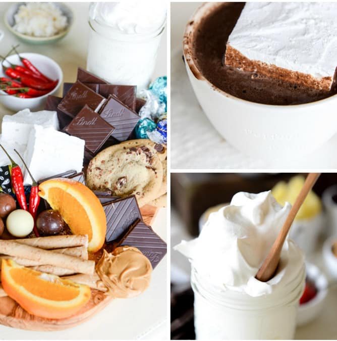 hot chocolate bar with homemade vanilla bean marshmallows I howsweeteats.com