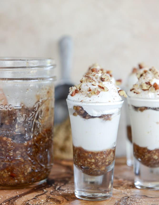no-bake bourbon pecan pie cheesecakes I howsweeteats.com