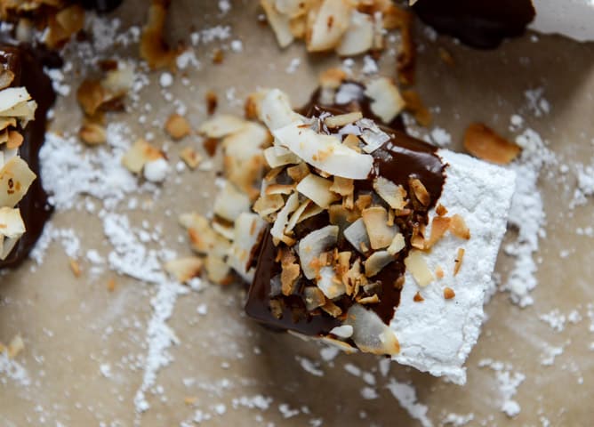 chocolate covered coconut marshmallows I howsweeteats.com