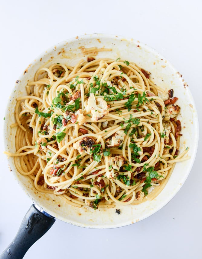 charred cauliflower carbonara I howsweeteats.com
