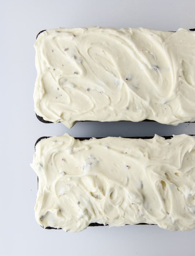 chocolate pound cake with bacon bourbon frosting I howsweeteats.com