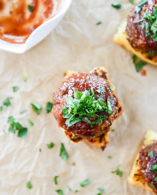 BBQ meatloaf and grilled fontina cornbread stacks I howsweeteats.com