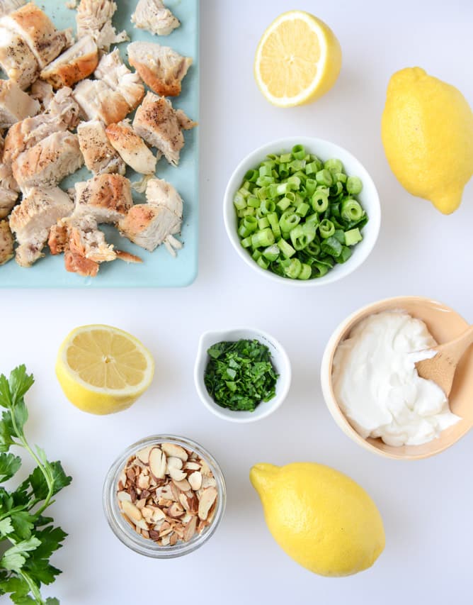 lemon almond roast chicken salad I howsweeteats.com