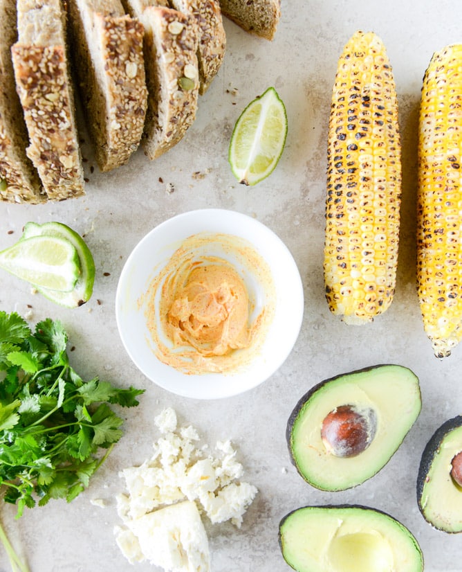mexican grilled street corn avocado toast I howsweeteats.com