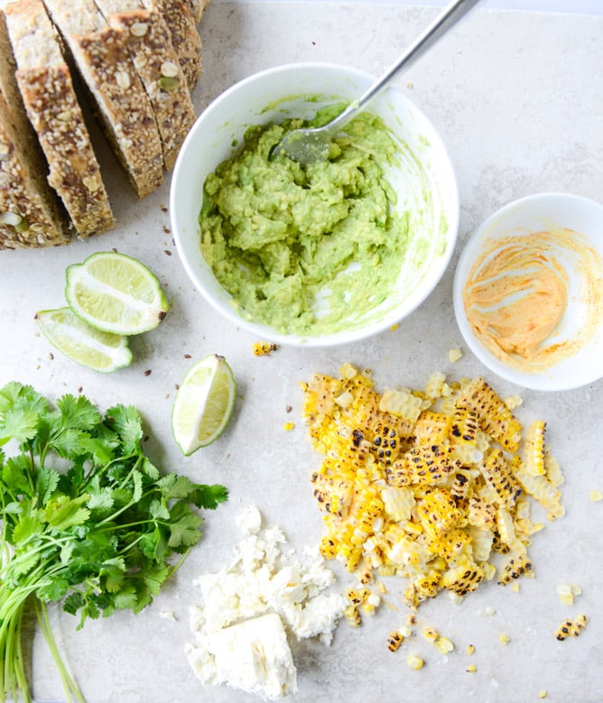mexican grilled street corn avocado toast I howsweeteats.com