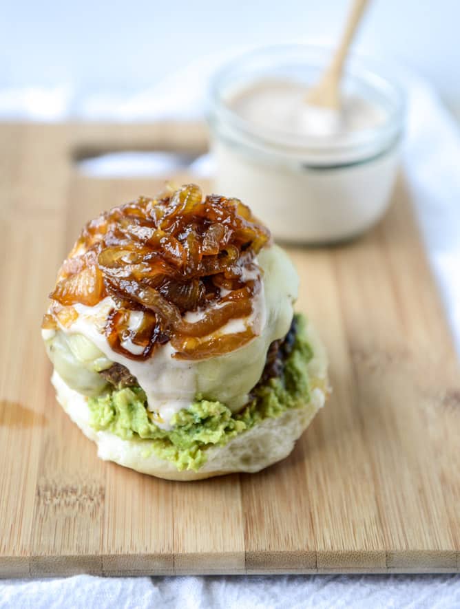 goat cheese guac burgers I howsweeteats.com