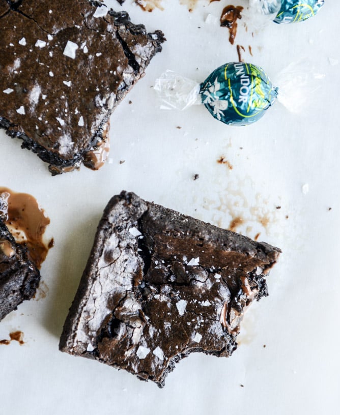olive oil sea salt truffle brownies I howsweeteats.com