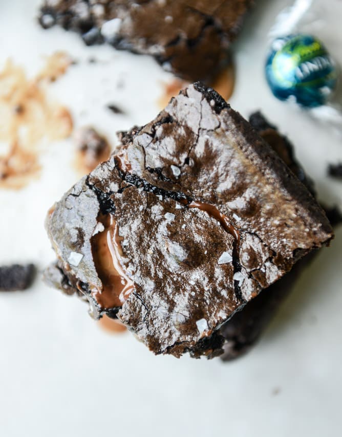 olive oil sea salt truffle brownies I howsweeteats.com