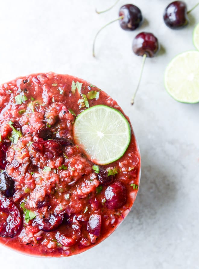 grilled cherry salsa I howsweeteats.com