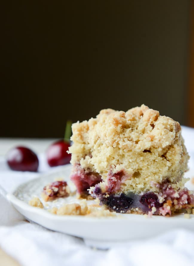 cherry berry buttermilk crumb cake I howsweeteats.com