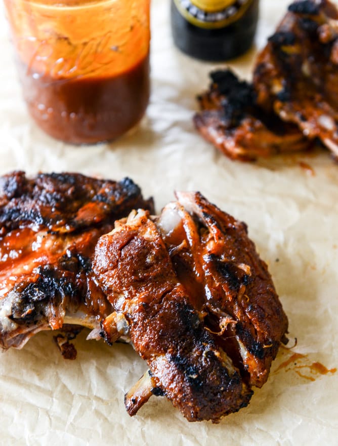Grilled Baby Back Ribs with Root Beer BBQ Sauce I howsweeteats.com