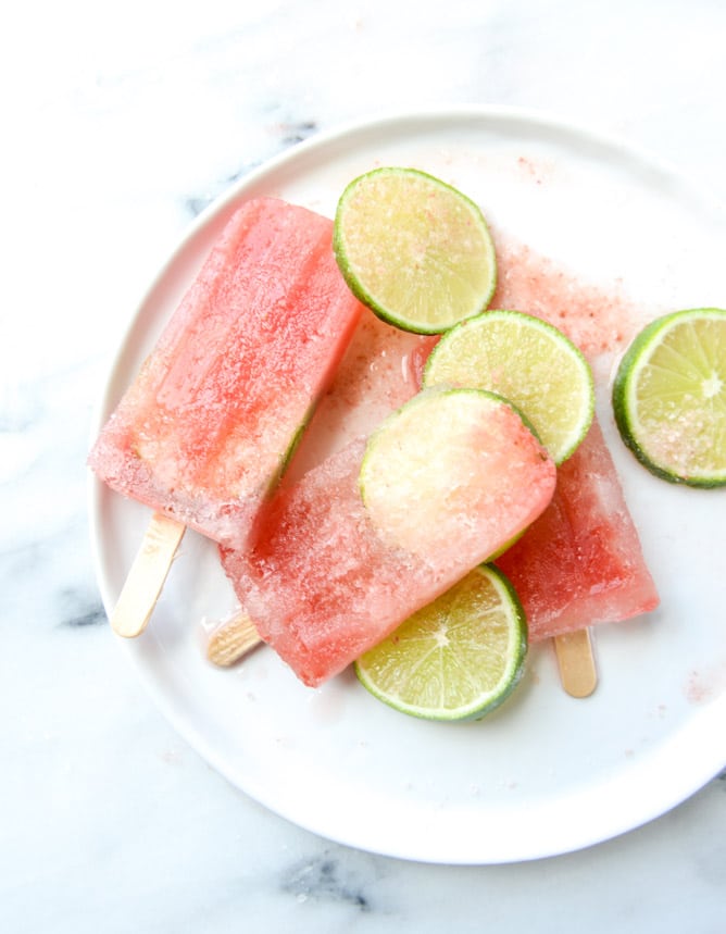 salted watermelon margarita popsicles I howsweeteats.com