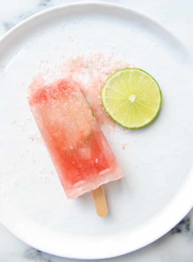 salted watermelon margarita popsicles I howsweeteats.com