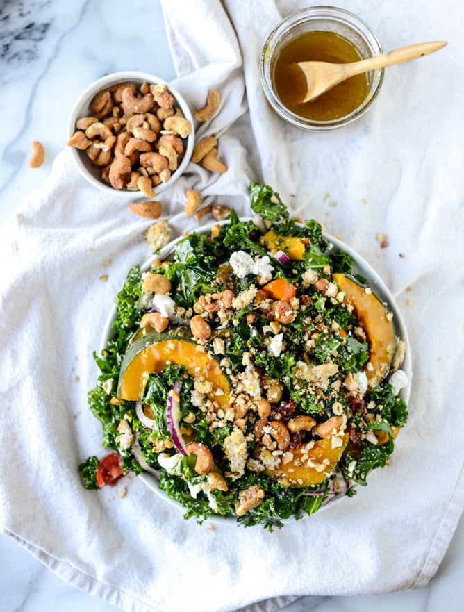 crunchy cashew kale salad I howsweeteats.com