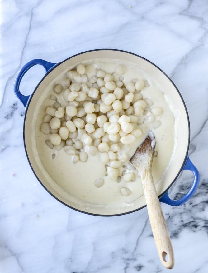 gnocchi mac and cheese with crispy kale I howsweeteats.com