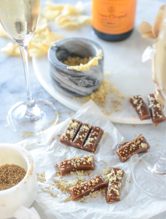 potato chip salted champagne caramels I howsweeteats.com