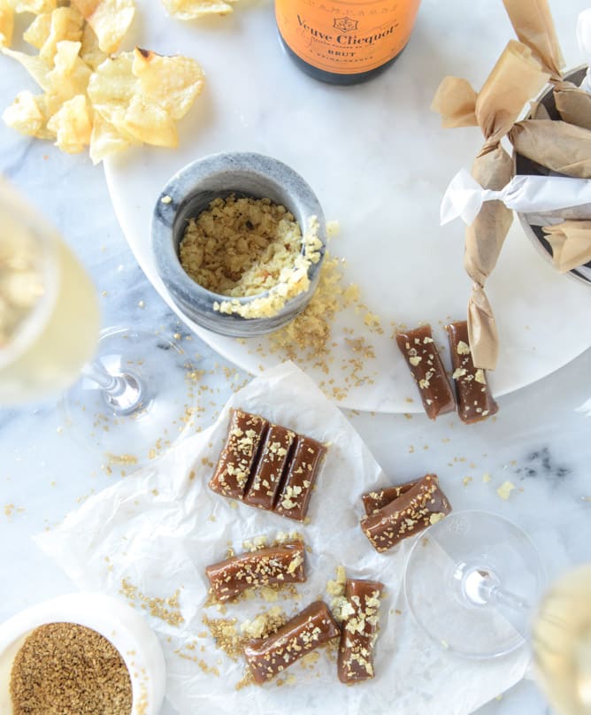 potato chip salted champagne caramels I howsweeteats.com