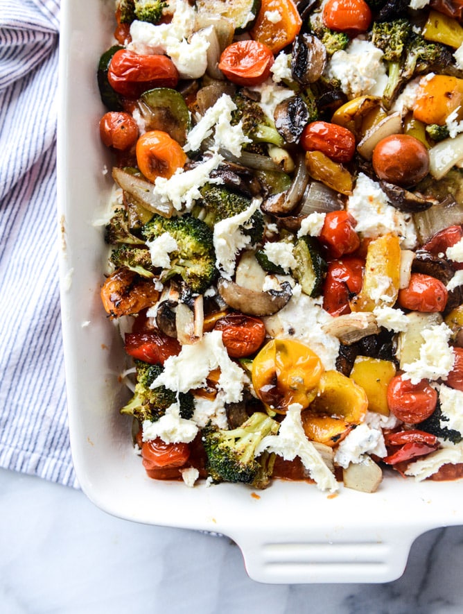 roasted vegetable lasagna with burrata I howsweeteats.com