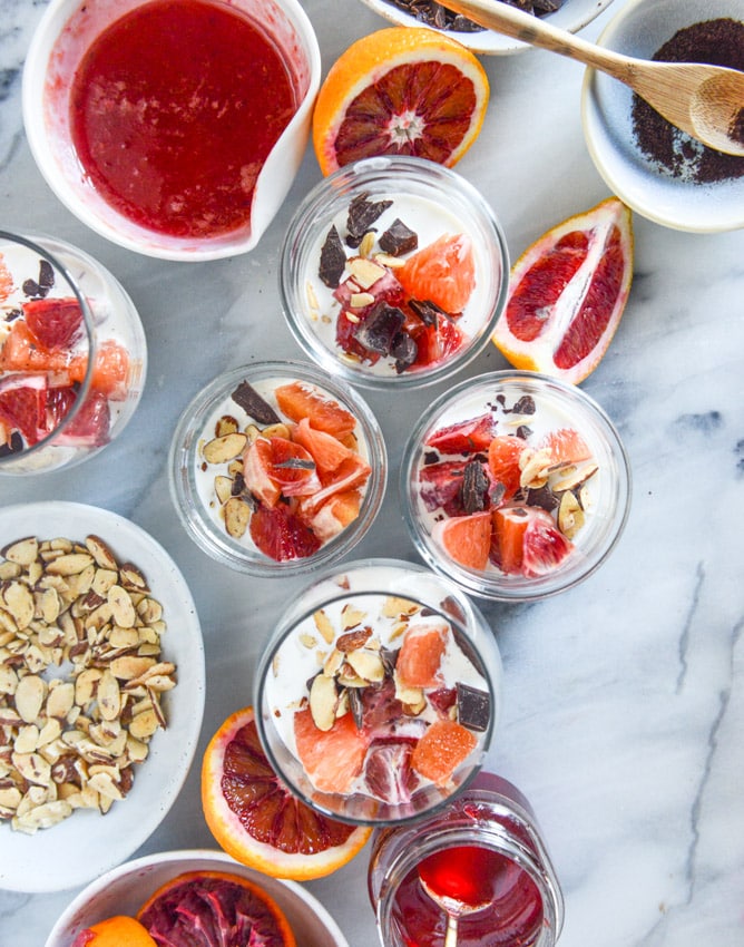 winter vanilla chia pudding with blood orange syrup and dark chocolate I howsweeteats.com