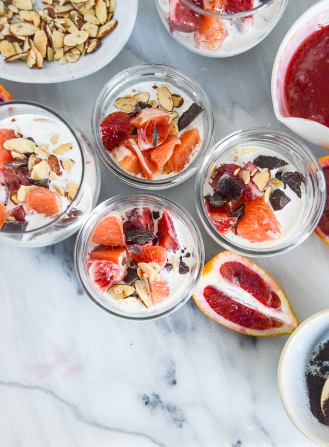 winter vanilla chia pudding with blood orange syrup and dark chocolate I howsweeteats.com