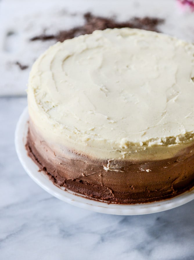 chocolate vanilla bean cake I howsweeteats.com