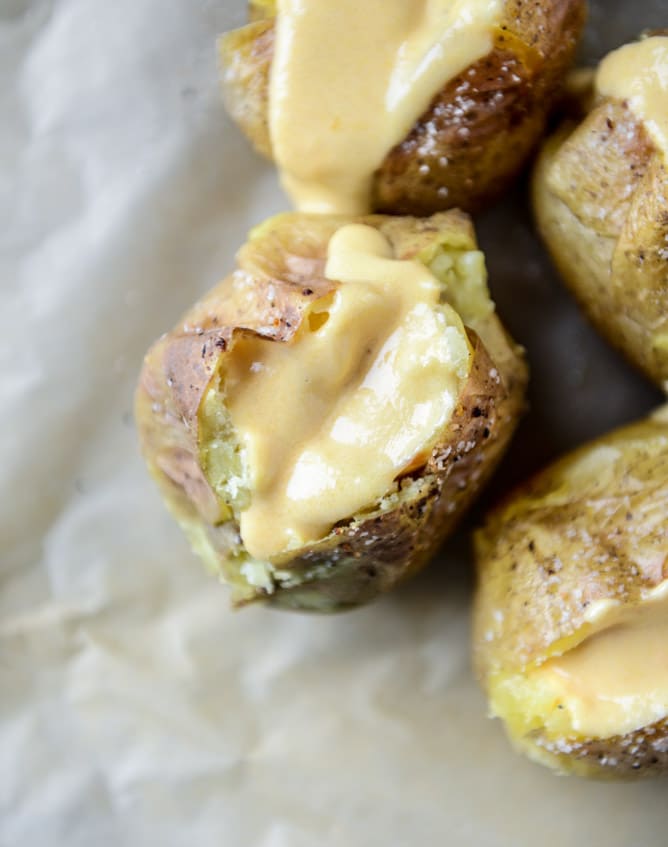 stuffed potatoes with butternut cheese sauce I howsweeteats.com