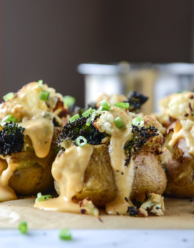 stuffed potatoes with butternut cheese sauce I howsweeteats.com