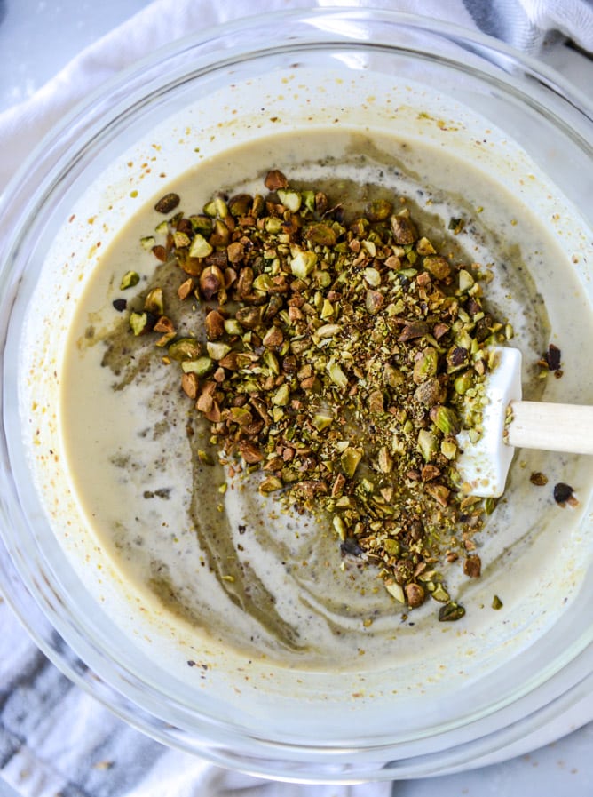 pistachio ice cream with nutella fudge swirls by @howsweeteats I howsweeteats.com