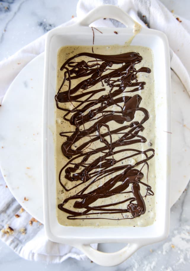 pistachio ice cream with nutella fudge swirls by @howsweeteats I howsweeteats.com