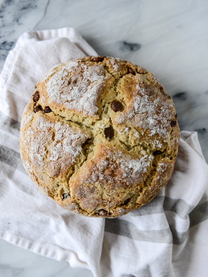 soda bread with milk chocolate and salted honey butter I howsweeteats.com