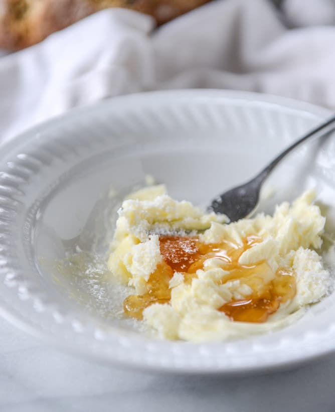 soda bread with milk chocolate and salted honey butter I howsweeteats.com