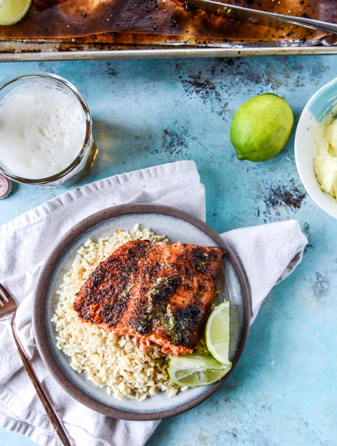 30 minute cajun salmon with salted lime butter I howsweeteats.com