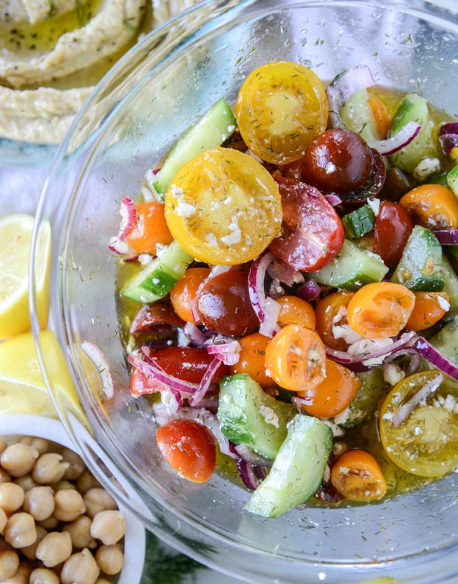 greek marinated flank steak and hummus platter I howsweeteats.com