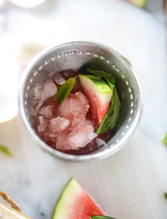 fresh watermelon mint juleps I howsweeteats.com