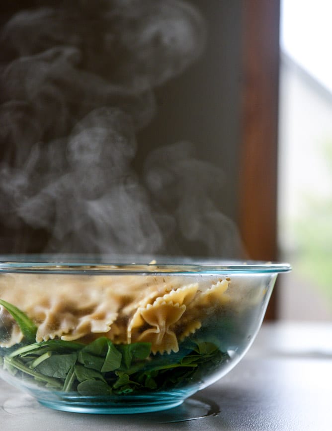 farfalle with marinated feta, arugula and toasted pine nuts I howsweeteats.com