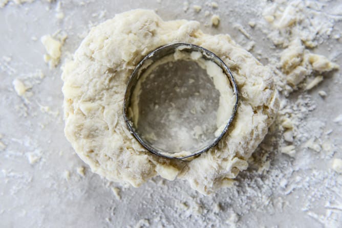 pimento cheese chicken salad on honey butter biscuits I howsweeteats.com