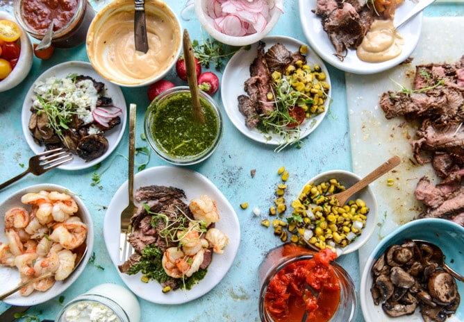 marinated flank steak with our favorite toppings I howsweeteats.com