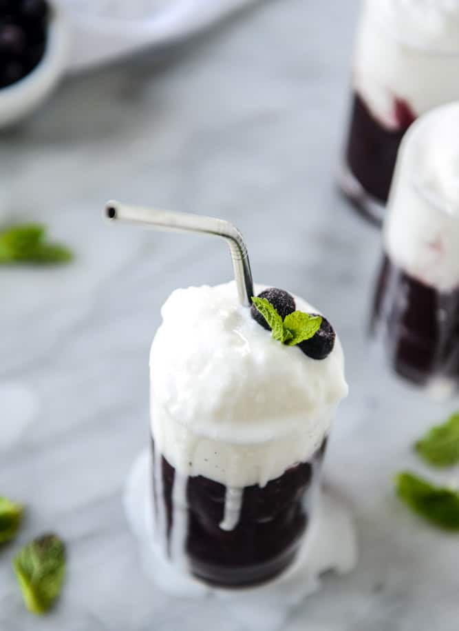 layered blueberry coconut slushie I howsweeteats.com