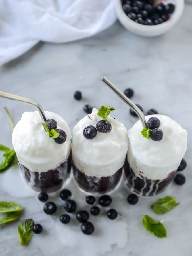 layered blueberry coconut slushie I howsweeteats.com