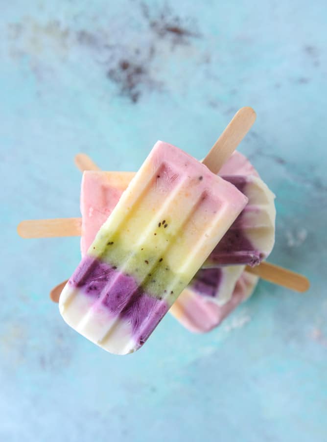 rainbow froyo pops I howsweeteats.com