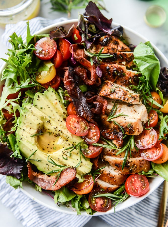 rosemary chicken, bacon and avocado salad I howsweeteats.com