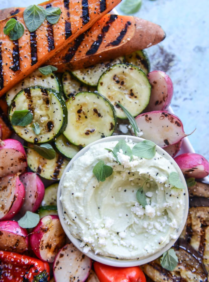 marinated grilled veggies with avocado feta I howsweeteats.com